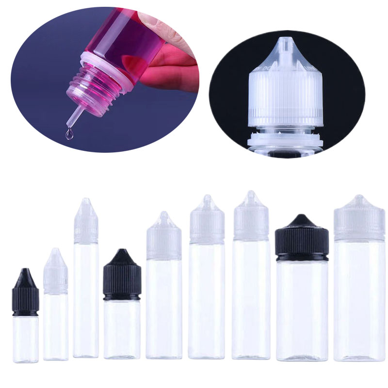 Juice Bottle Dropper - 5 個 10/15/30/50/60/100/120 ミリリットル空の透明なプラスチック製スポイトボトルチャイルドプルーフキャップ E ジュース液体ドロップボトルベイプオイル容器