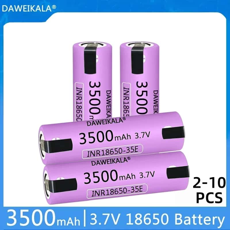 Vaping Goods - 18650 35E 3500mAh 20A 高放電充電式リチウムイオン電池、DIY ニッケルタブ付き、高出力懐中電灯、電子タバコ、工具用