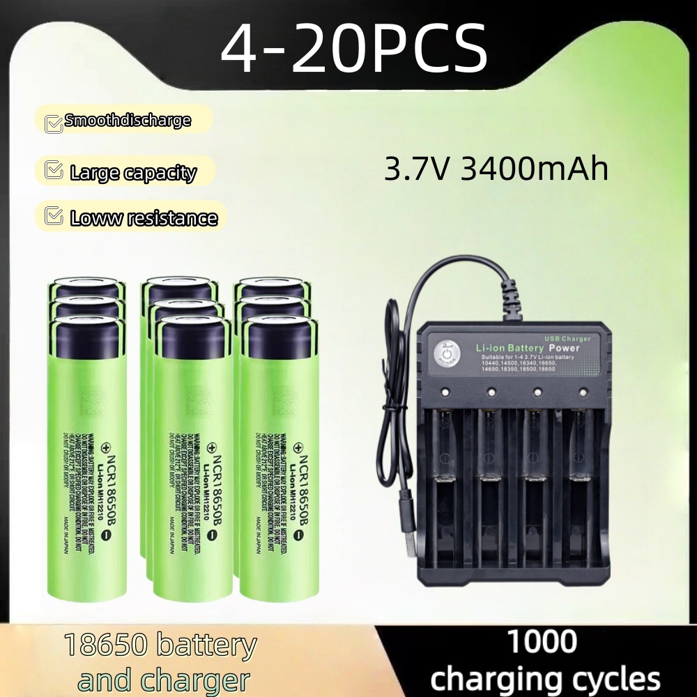 Vape Battery 18650 - 4-20 個充電式リチウム電池 18650 バッテリー 3.7V 3400mAh