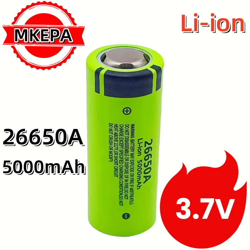 Vape Battery 18650 - リチウムイオン電池,26650,高品質の充電式懐中電灯,100%,真の容量,26650a,5000mAh, 3.7V,新品